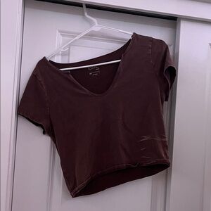 PacSun Chocolate V-Neck Crop Top